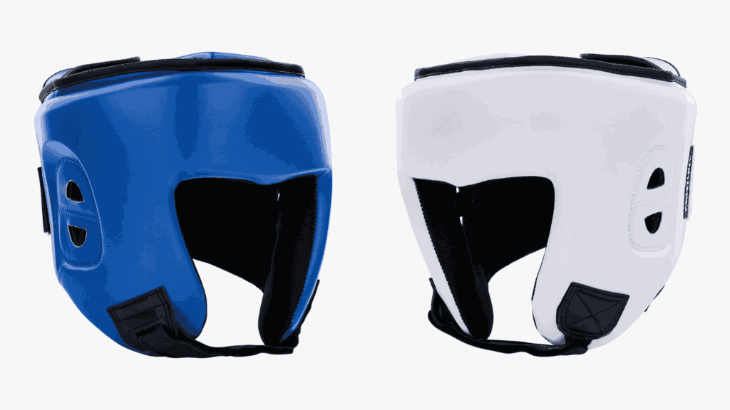 Blue and White Open-Face Headgear
